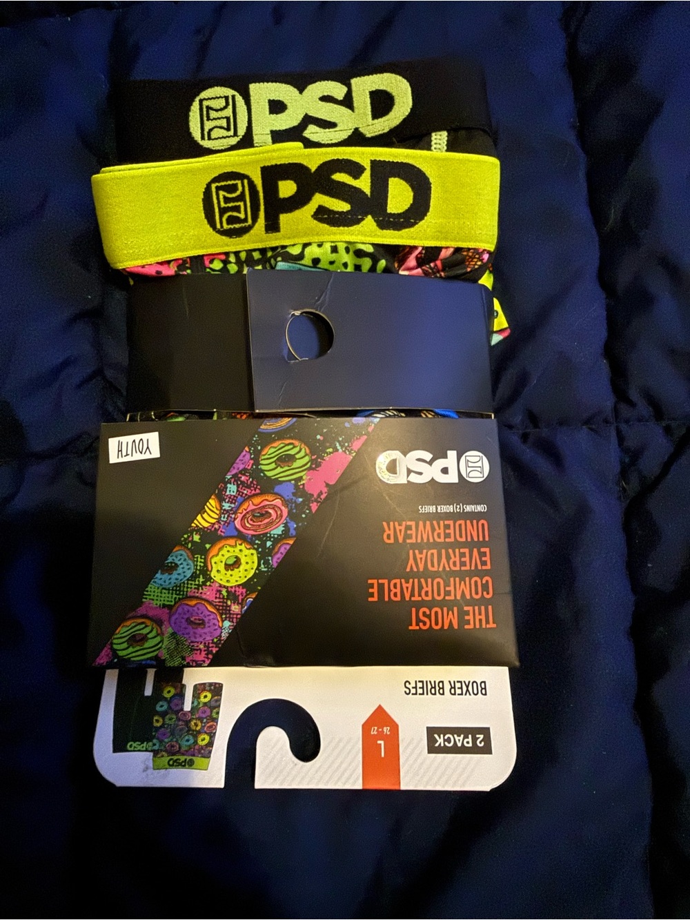 PSD Black Phone Case with Neon Multicolor Donut Pattern